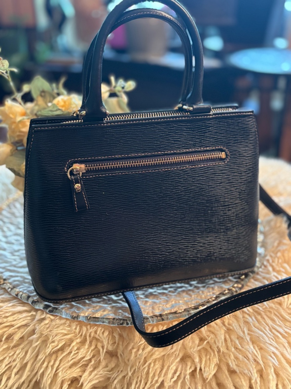 🖤 Nina Ricci Black Vintage Textured Leather Top Handle Crossbody Structured Bag - Picture 13 of 17